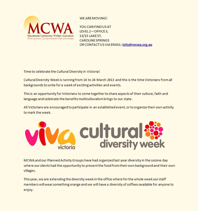 Celebrating Diversity Week at MCWA